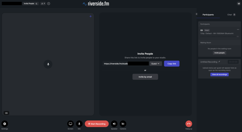 Riverside.fm Interface